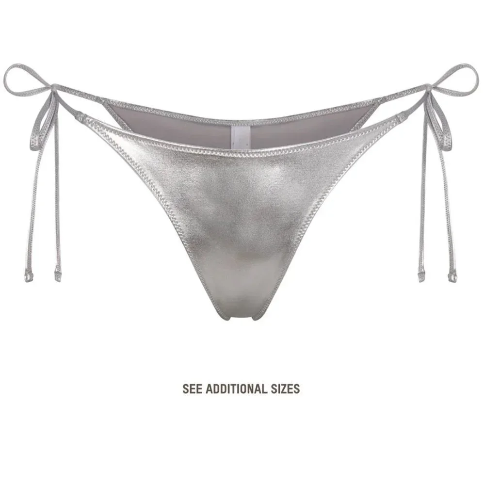NWT METALLIC SWIM SKIMPY TIE BOTTOM XL